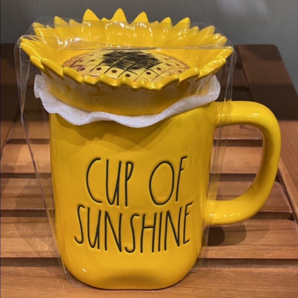 Rae Dunn Cup Of Sunshine Sunflower Topper Ceramic Mug